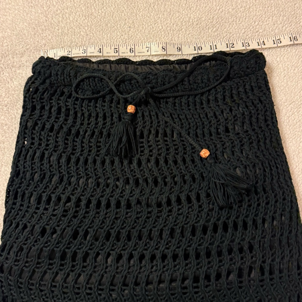 VICI Black Ivie Crochet Two-Piece Halter Crop Top Midi Skirt Set - Picture 14 of 16